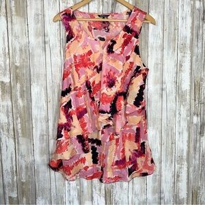 Daisy Fuentes Pink Tiered Ruffle Sleeveless Blouse